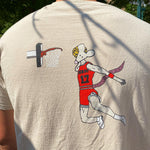 Back print of The Air Rat Graphic Tee, a rat dunking a basketball