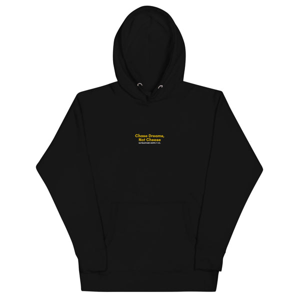 Chase Dreams, Not Cheese Embroidered Graphic Hoodie